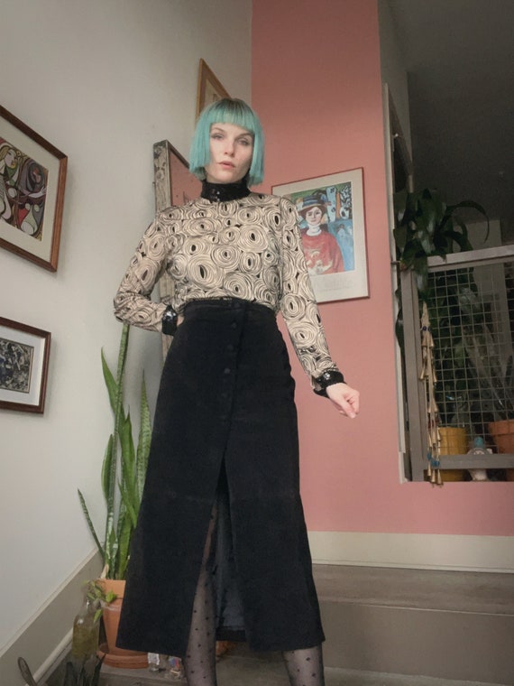 VTG 90s Black Suede Skirt