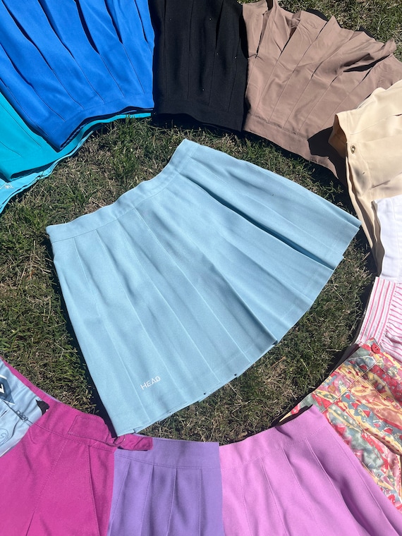 VTG 90s Baby Blue Head Pleated Mini Skirt