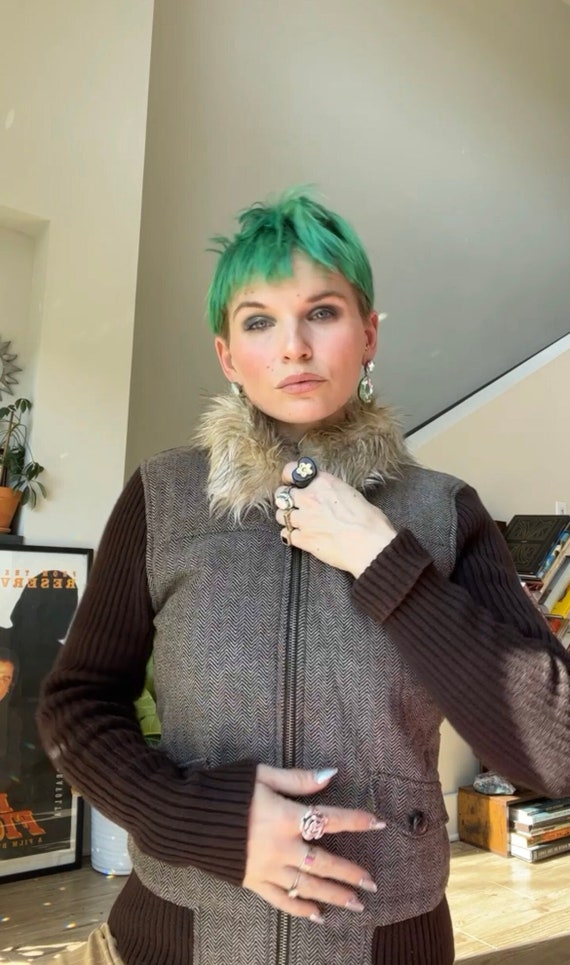 VTG Y2K Faux Fur Collar Jacket