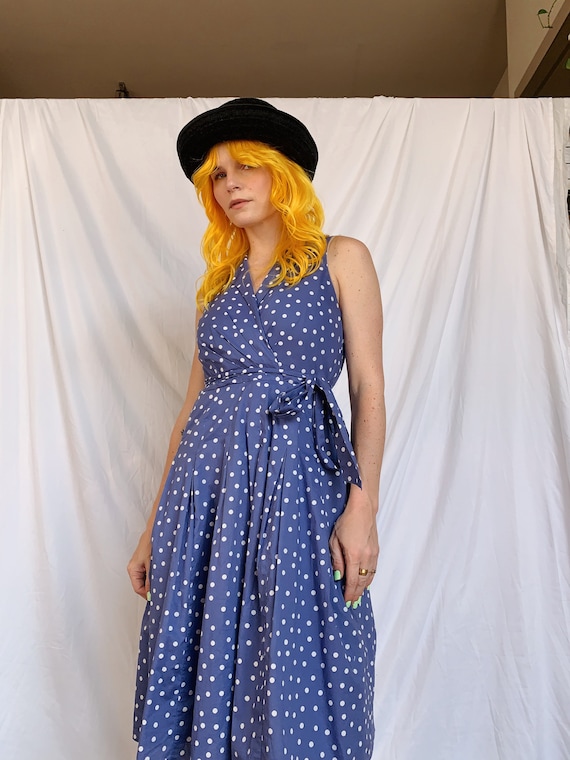 Vintage Periwinkle Polka Dot Dress