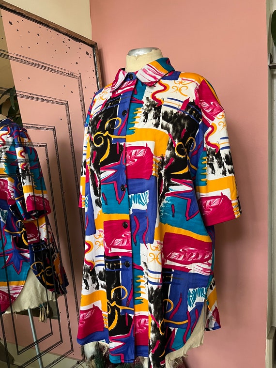 VTG 80s Colorful Short Sleeve Blouse