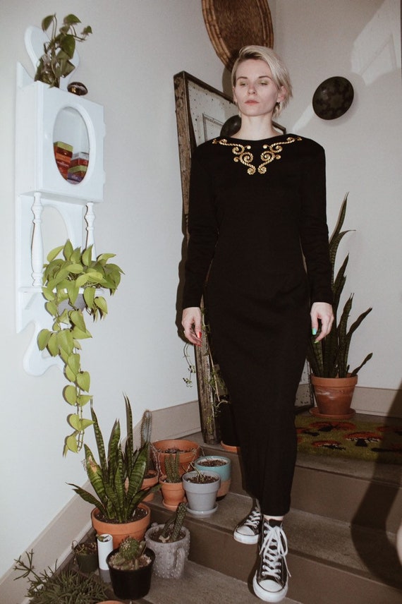 Ornate Black Sweater Dress - image 2