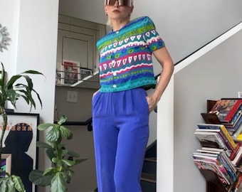 VTG Maggy London set van jaren 90 met boterachtige zijdeprint
