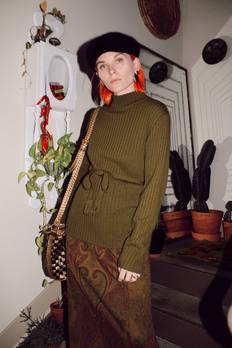 Olive Sweater Skirt Set