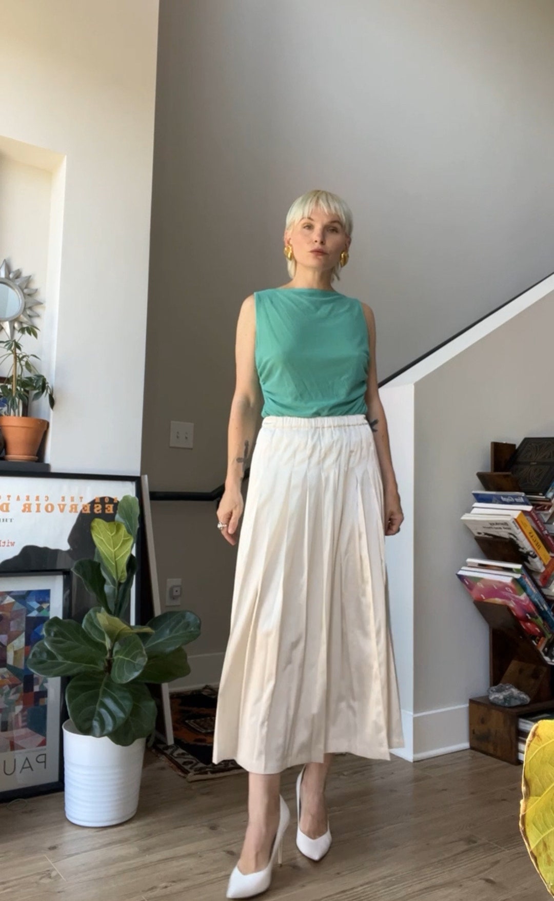 90s Snakeskin Satin Midi Skirt (S/M)