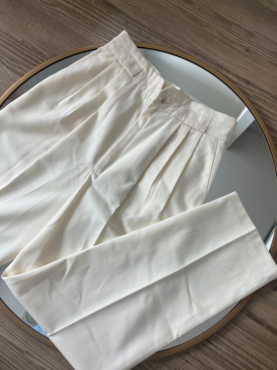 VTG 80s Eggshell Cream Trousers - image 5