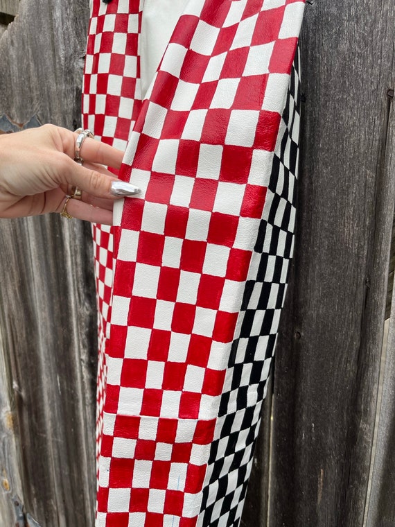 Hand Painted VTG Leather Pants in Checkered Racin… - image 3