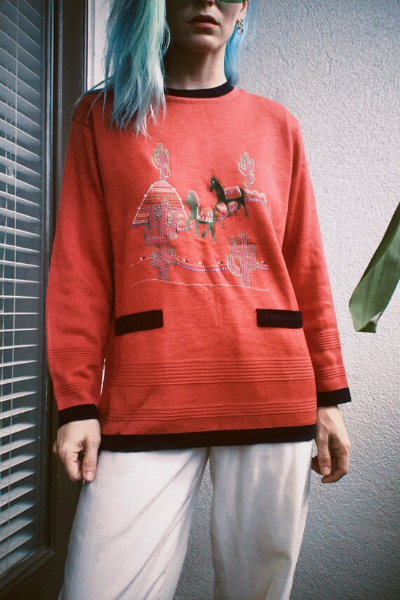 Vintage 80s | Cacti Embroidered Sweater