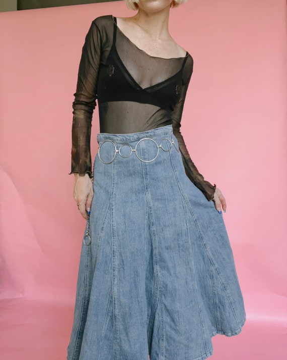 Vintage 90s Denim Midi Skirt
