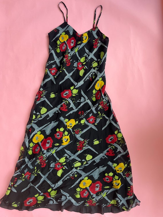 VTG Y2K Floral Bias Cut Slip Dress