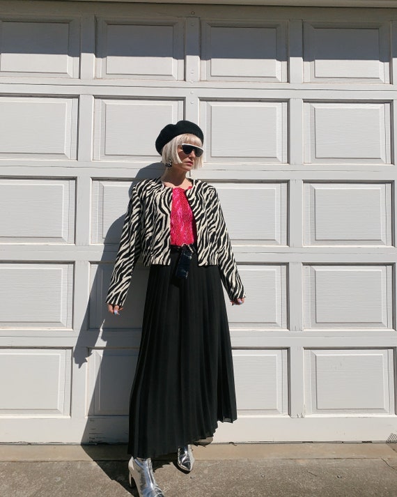 Vintage 90s Zebra Print Cropped Blazer