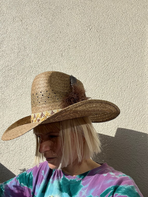 Vintage 70s/80s Straw High Crown Cowboy 