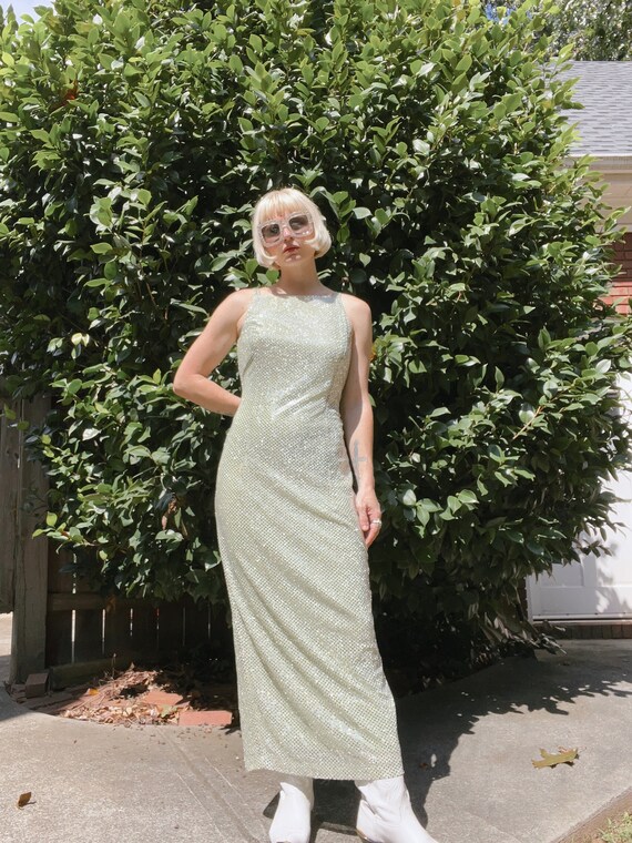VTG 90s Seafoam Green Sparkle Gown