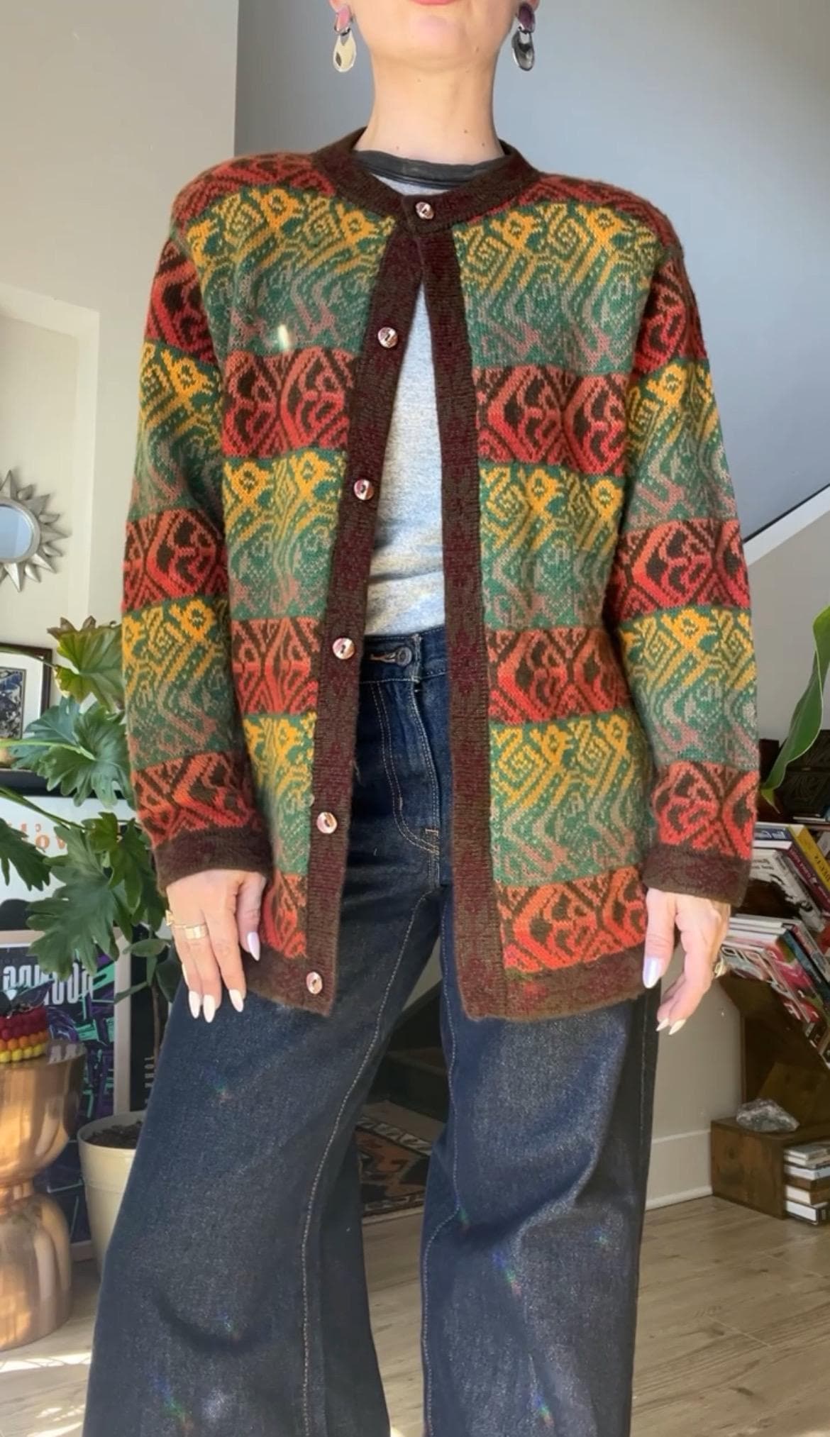 VTG 90s Alpaca Printed Cardigan