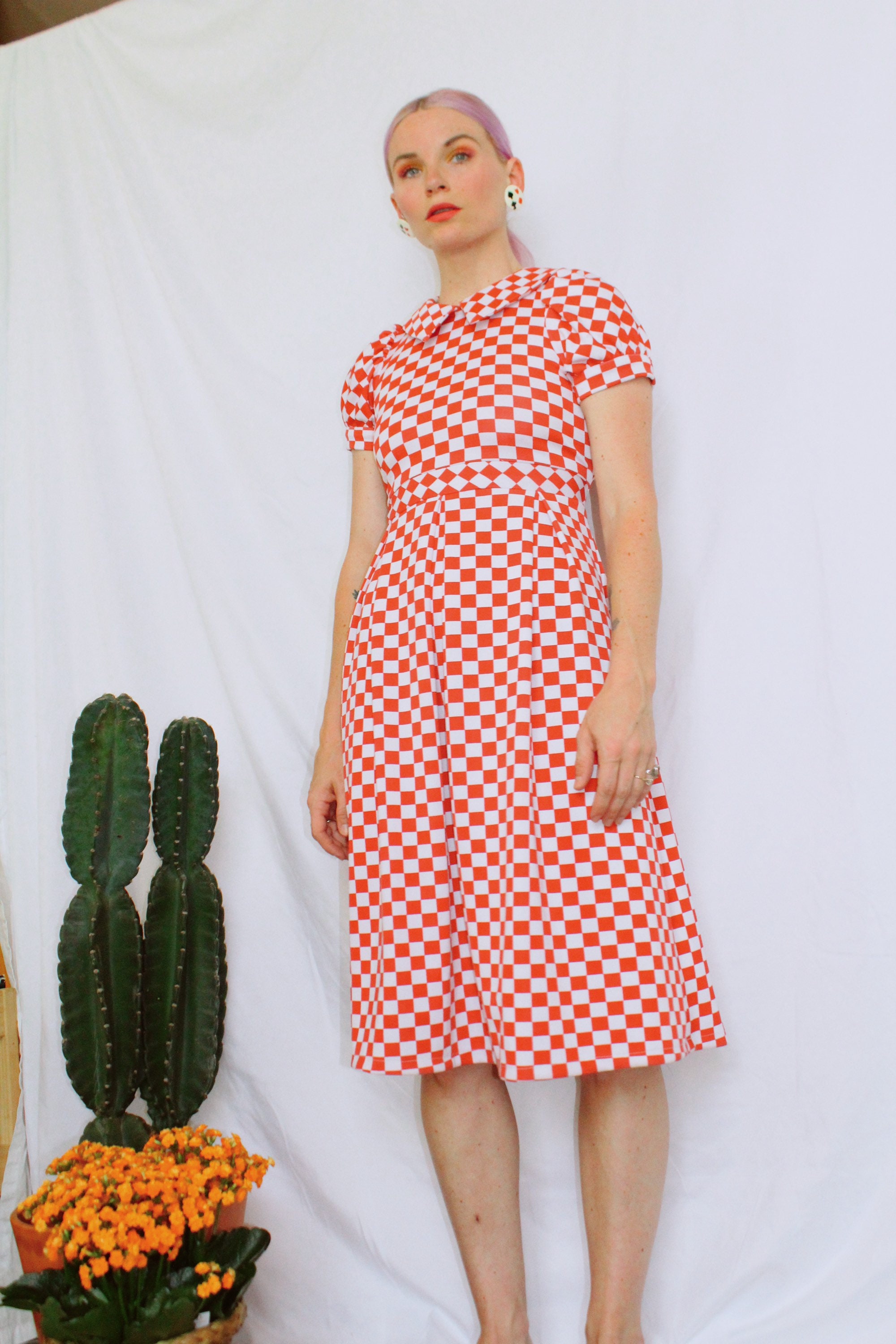 Vintage 90s | Checkerboard Babydoll Dress