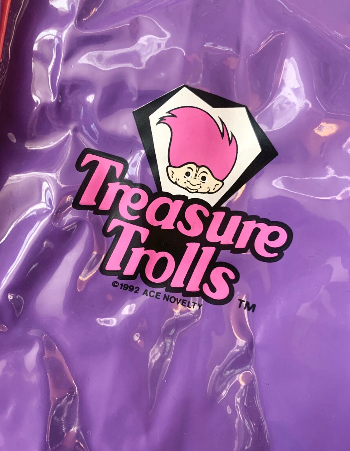 Treasure Trolls carrying case, pink, 1992 by Ace Novelty