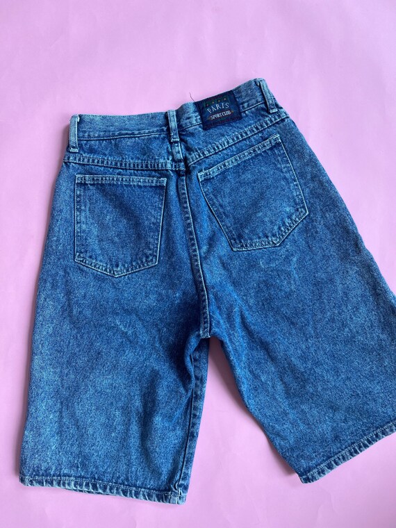 VTG 90s Acid Wash Paris Sport Club Jean Shorts