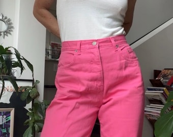 VTG - Jean taille haute Bill Blass rose vif des années 90