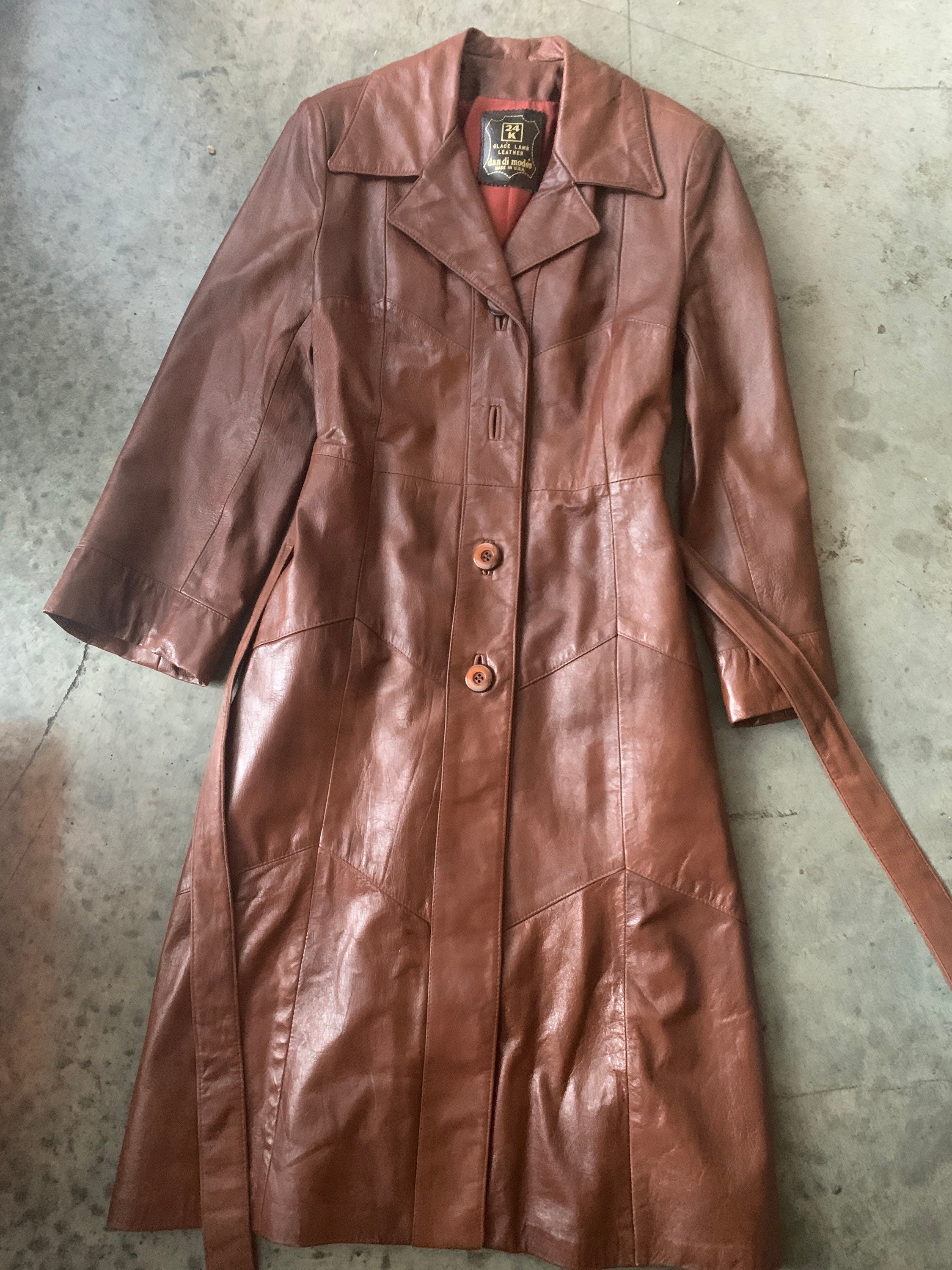 Vintage 70s | Brown Leather Trench