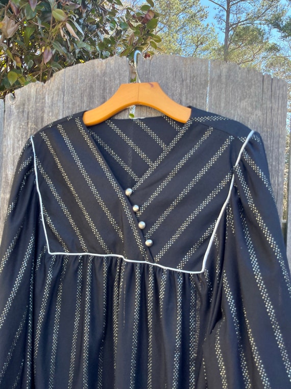 VTG 70s Black/Silver Muumuu Dress - image 3