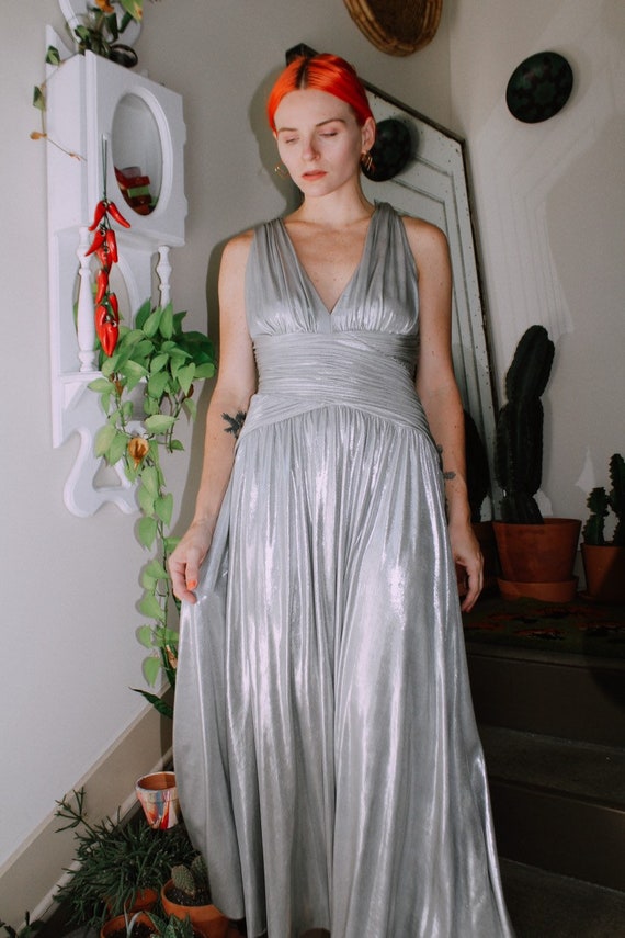 calvin klein silver gown