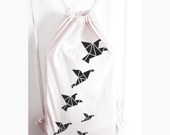 Backpack Fabric bag origami bird triangle dot