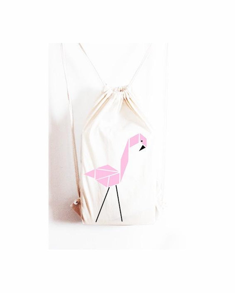 Rucksack Turnbeutel Origami Flamingo Triangle Dot Bild 1