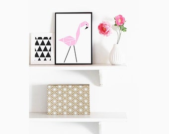 Bild Flamingo Poster Origami Triangle Blogger Dots