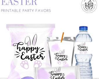 Easter Party Favors For Kids Easter Party Bundle Basket Filler Classroom Party Church Activity Easter Purple Rabbit Easter Printable