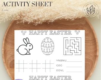 Easter Activity Sheet Easter Kids Activity Bunny Activity Easter Coloring Placemats Easter Games Printable Word Scramble Word Search