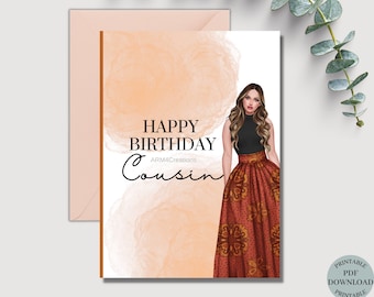 Birthday Card For Cousin Printable Card From Cousin Best Cousin Cousin Birthday Gift Cousin Cute Cousin 5x7 Cousin Card For Women