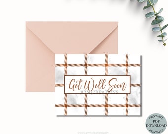 Fall Get Well Card Printable | Get Well Soon| Get Well Soon Card| Plaid Get Well Card| For Friend Spouse Mom Sister | Sick Card