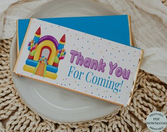 Bounce House Party Favor| Bounce House Candy Bar|Chocolate Bar| Bounce Party Thank You| Inflatable Birthday Party Favor| Outdoor Party