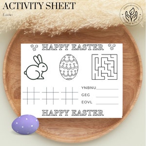 Easter Activity Sheet Easter Kids Activity Bunny Activity Easter Coloring Placemats Easter Games Printable Word Scramble Word Search