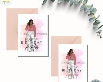 Happy Birthday Aunt African American Happy Birthday Auntie Card African American Printable Card - Etsy