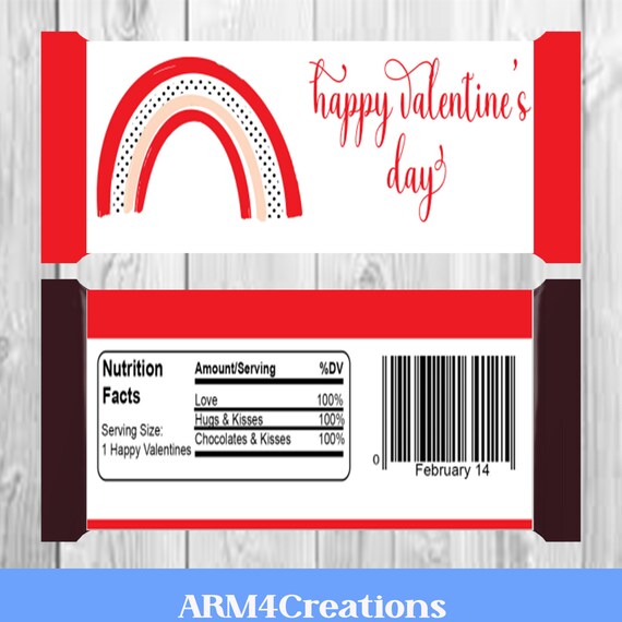 Valentines Day Chocolate Wrapper| Rainbow | Candy Bar Printable Il_570xn