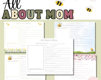 All About Mom Printable Mom Questionnaire Mothers Day Questionnaire Mothers Day Activity Kids Preschool Mothers Day Kids Gift for Mom