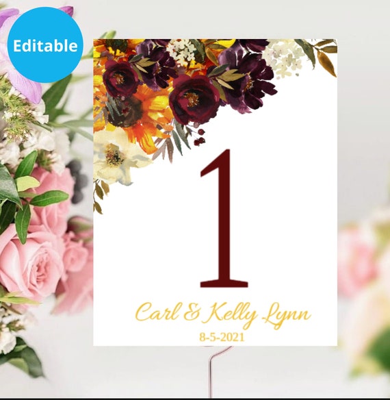 Purple Floral Table Numbers | Editable and Printable Il_570xn