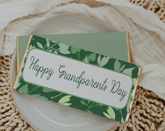 Grandparents Day Chocolate Wrapper| Candy Bar Printable | Party Favor | Green Instant Download