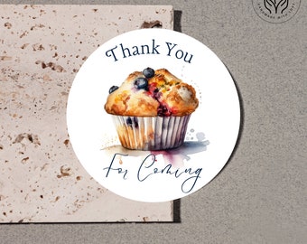 Muffin Thank You Stickers Muffin Stickers Muffin Tag Muffins With Mom Mothers Day Thank You For Coming Favor Tags Muffin Brunch Stickers