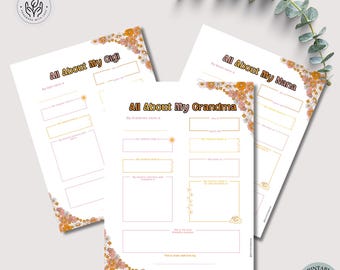 All About Grandma Nana Gigi Printable Fill In The Blank Grandparents Day Activity Questionnaire This Is Me Grandma Interview Family Activity