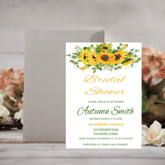 Sunflower Bridal Shower Invitation | Wedding Showers Printable Il_570xn