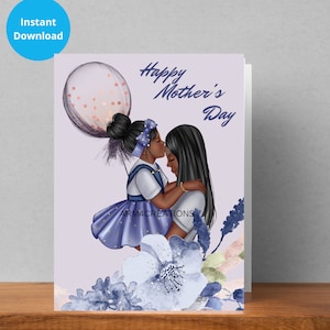 African American Mothers Day Card Printable Mothers Day Card Mother Daughter Card Afrocentric Card Black Mothers Day Mom Greeting Card