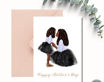 Mothers Day Card From Daughter Cute Mom Card Card For Mom Mommy Simple Greeting Card African American Mom Black Mom Thank You Mom Card