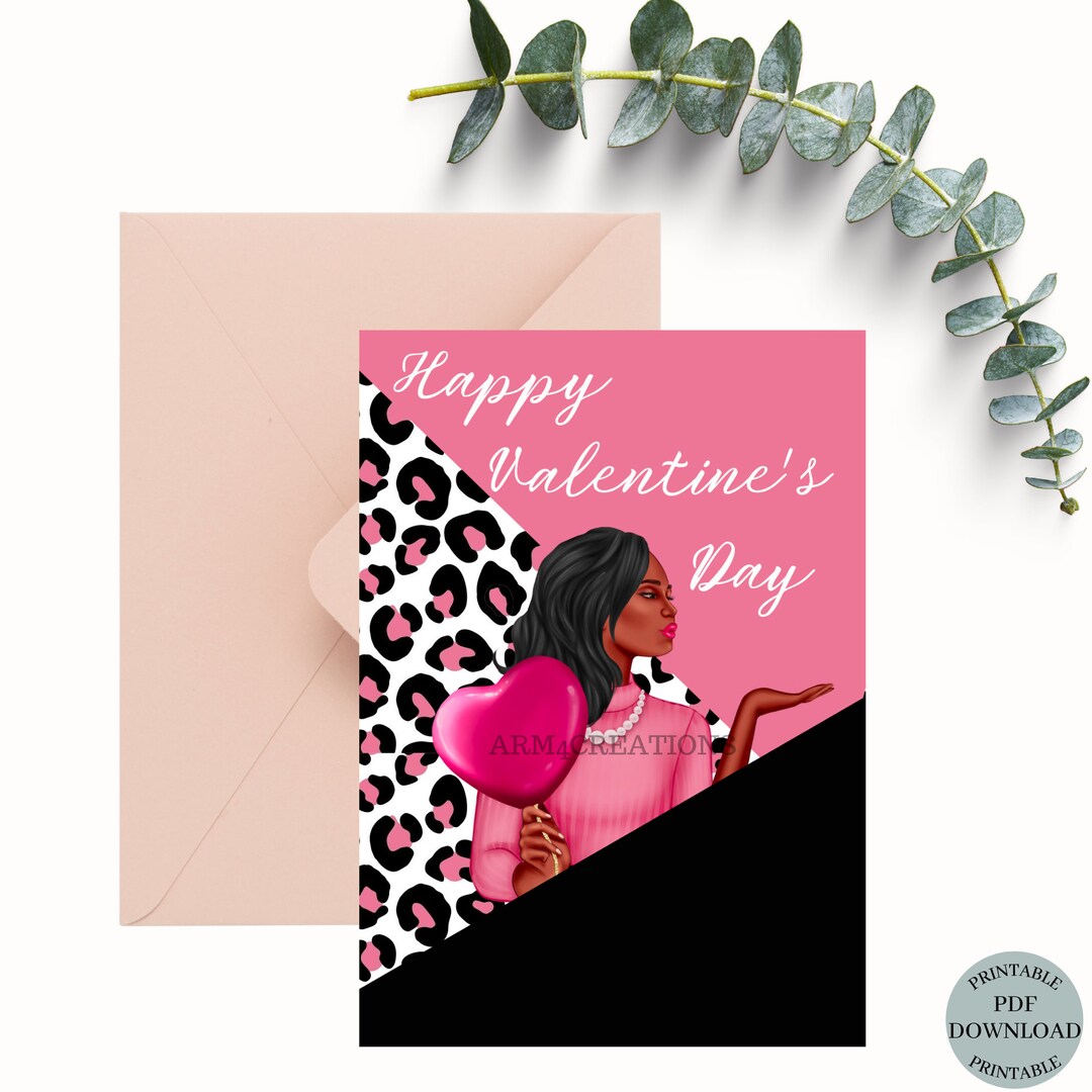 African American Valentine’s Day Card Printable Black - Etsy