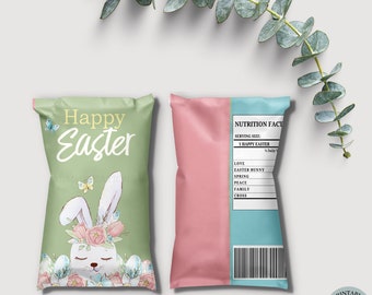 Easter Chip Bag Bunny Chip Bag Label Easter Printable Easter Treats For Kids Easter Basket Stuffers Easter Classroom Easter Party Table