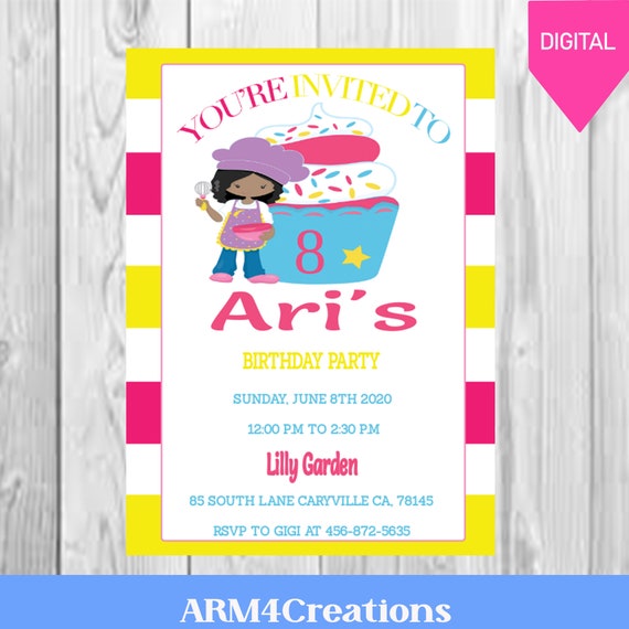 Baking Party Invite | Cupcake Birthday Printable Il_570xn