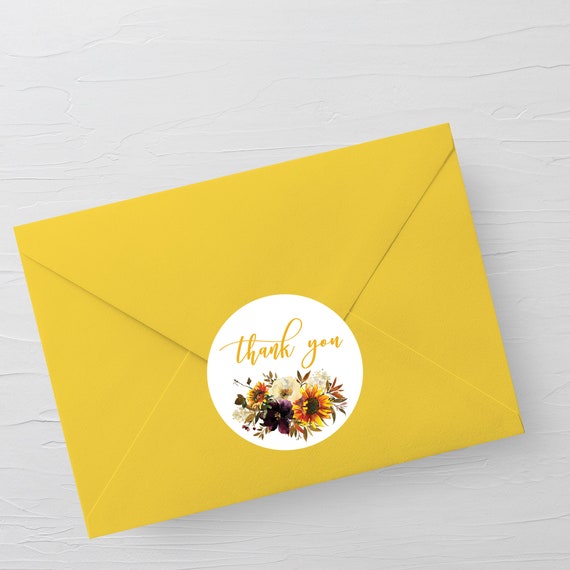 Purple Yellow Thank You Stickers Tag Il_570xn
