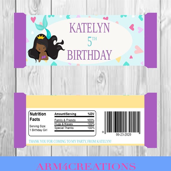 Mermaid Candy Bar Wrapper Digital | Chocolate Wrapper Il_570xn