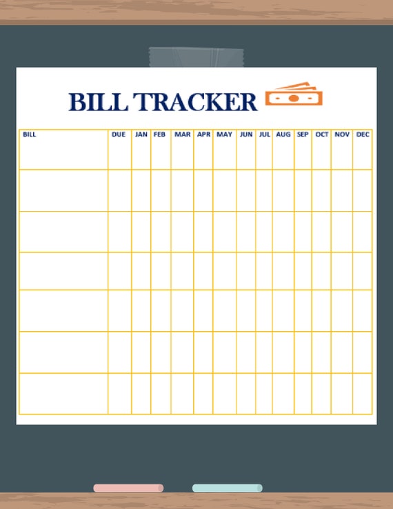 simple bill tracker printable etsy